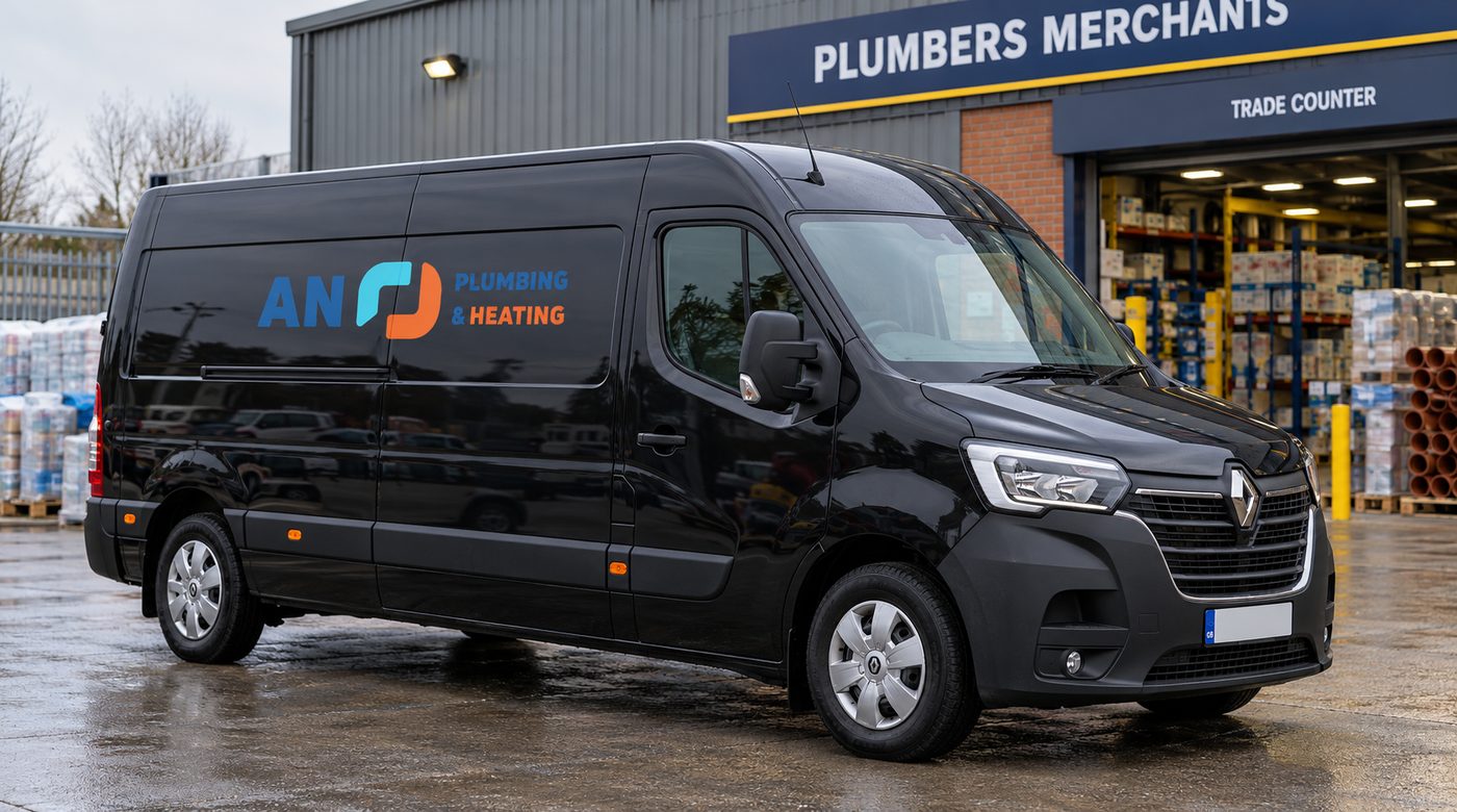 AN Plumbing & Heating van at a plumbers merchant in Middlesbrough